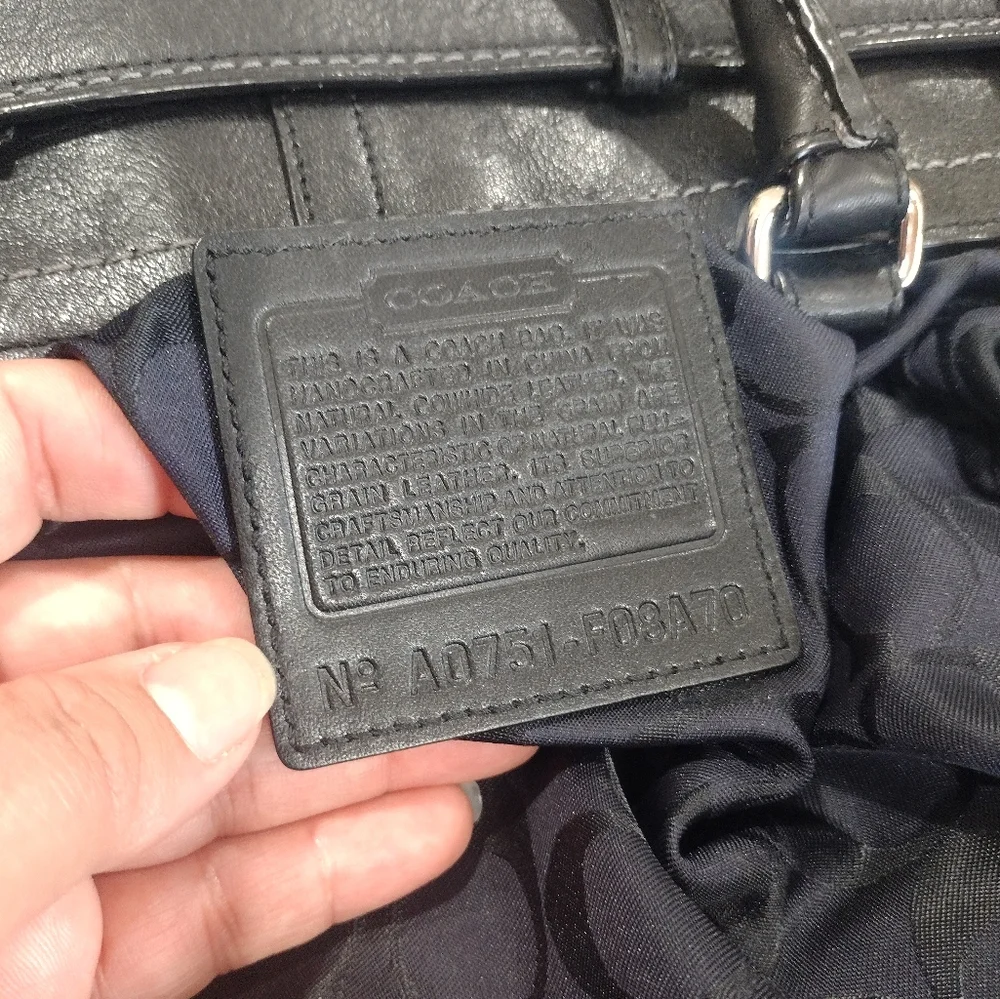 Coach Hamptons Black Leather Satchel